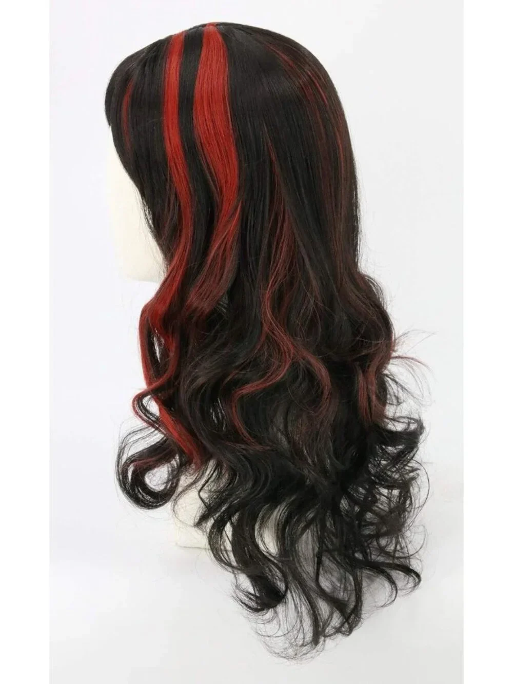 Women's Black Red Short Cosplay Halloween Costume Wig With Necklace Earrings